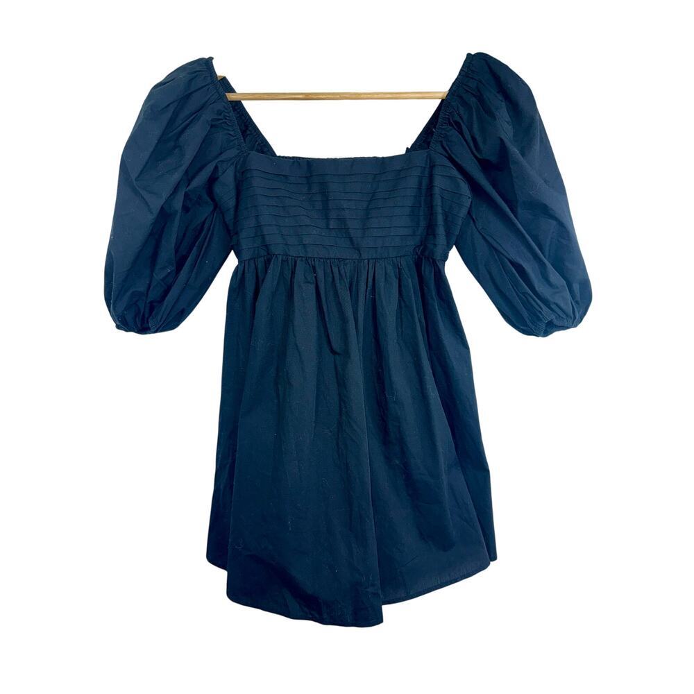 Abercrombie & Fitch Black Square Neck Puff Sleeve Babydoll Mini Dress Women Sz S